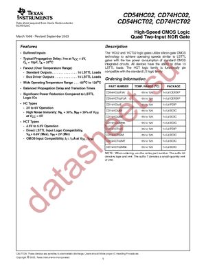 CD74HC02E datasheet  